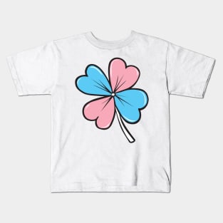 Saint Patrick's Day Luck Four Leaf Clover - Trans Pride Kids T-Shirt